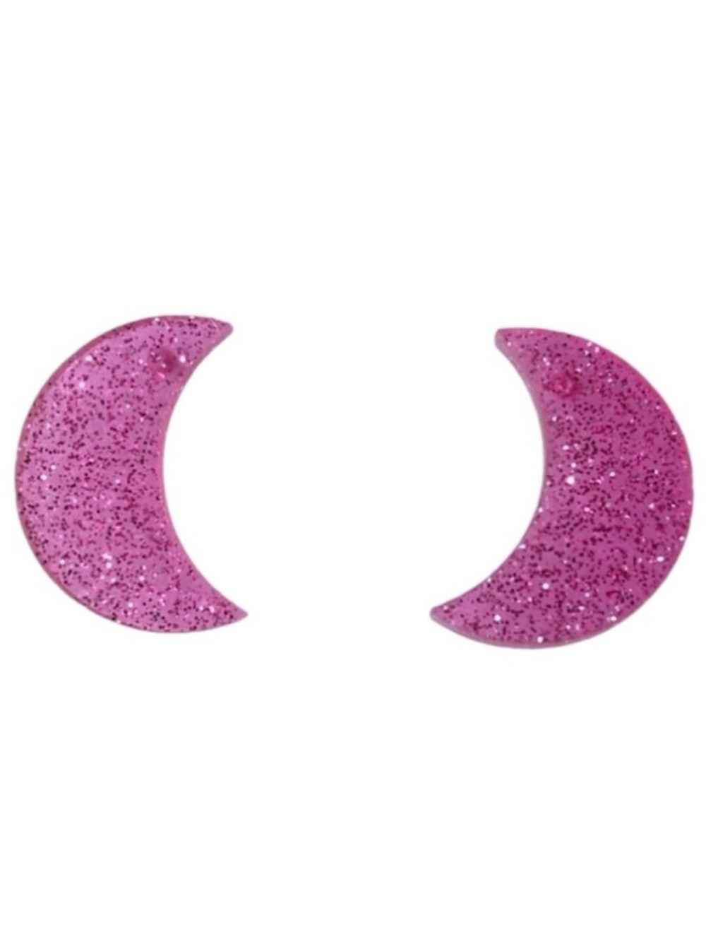 Pink Sparkle Crescent Moons Acrylic Stud Earrings